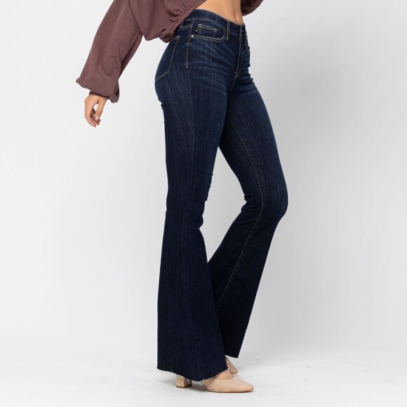 Judy Blue Flare, Raw Hem Jeans - Picture 3 of 4